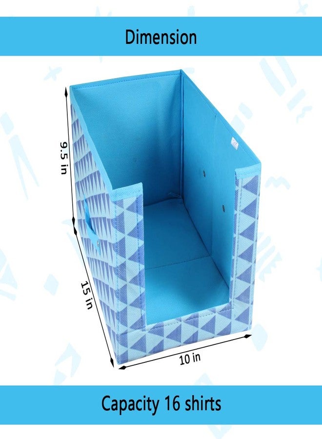PrettyKrafts 3 Pcs Non Woven Shirt Stacker/Cloth Organizer for Storage/Closet & Wardrobe Organizer for Storage/Foldable Shirt Organizer Cloth Storage Box (Blue, 25x38x24 cm) - Image 2